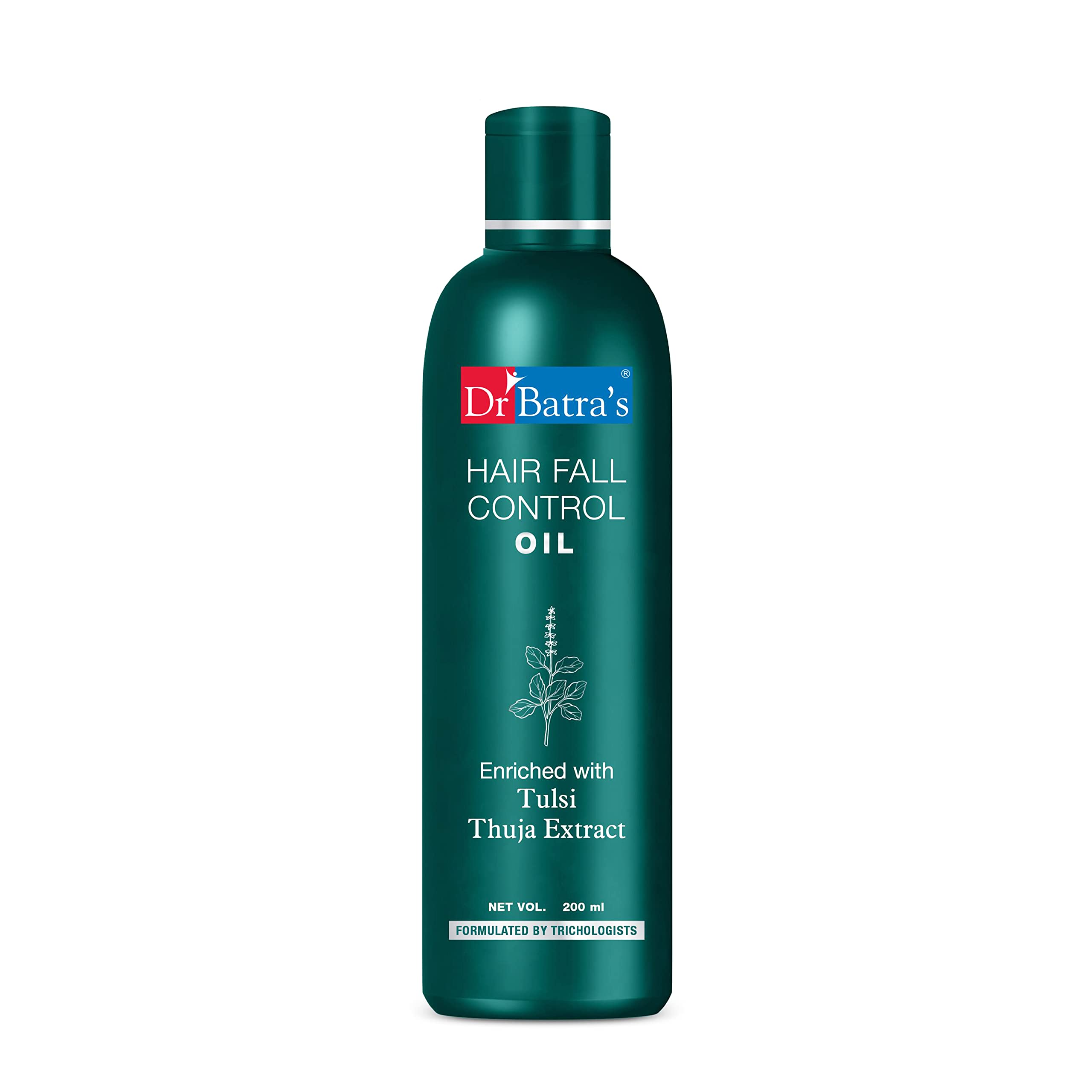 Dr Batra's Hair Fall Control Oil - Natural Hair Growth Treatment with Thulsi, Brahmi & Thuja - Scalp Nourishment for Damaged Hair - Promotes Healthier Hair & Reduces Hair Loss (200ml) - Perfect for Daily Hair Care Routine & Scalp Massage