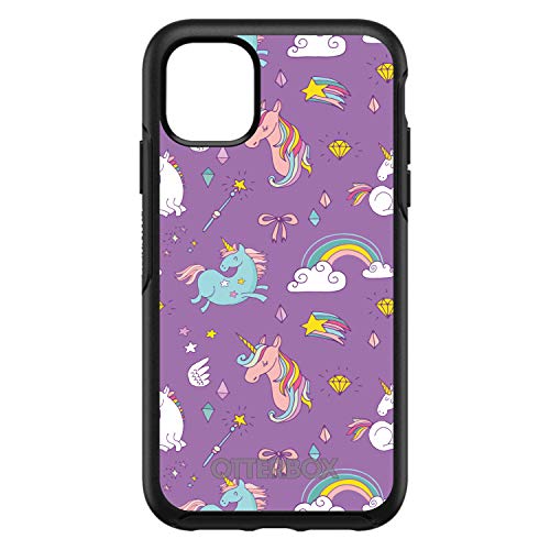 Unicorn Rainbow Wand Pattern - Purple On Black Case