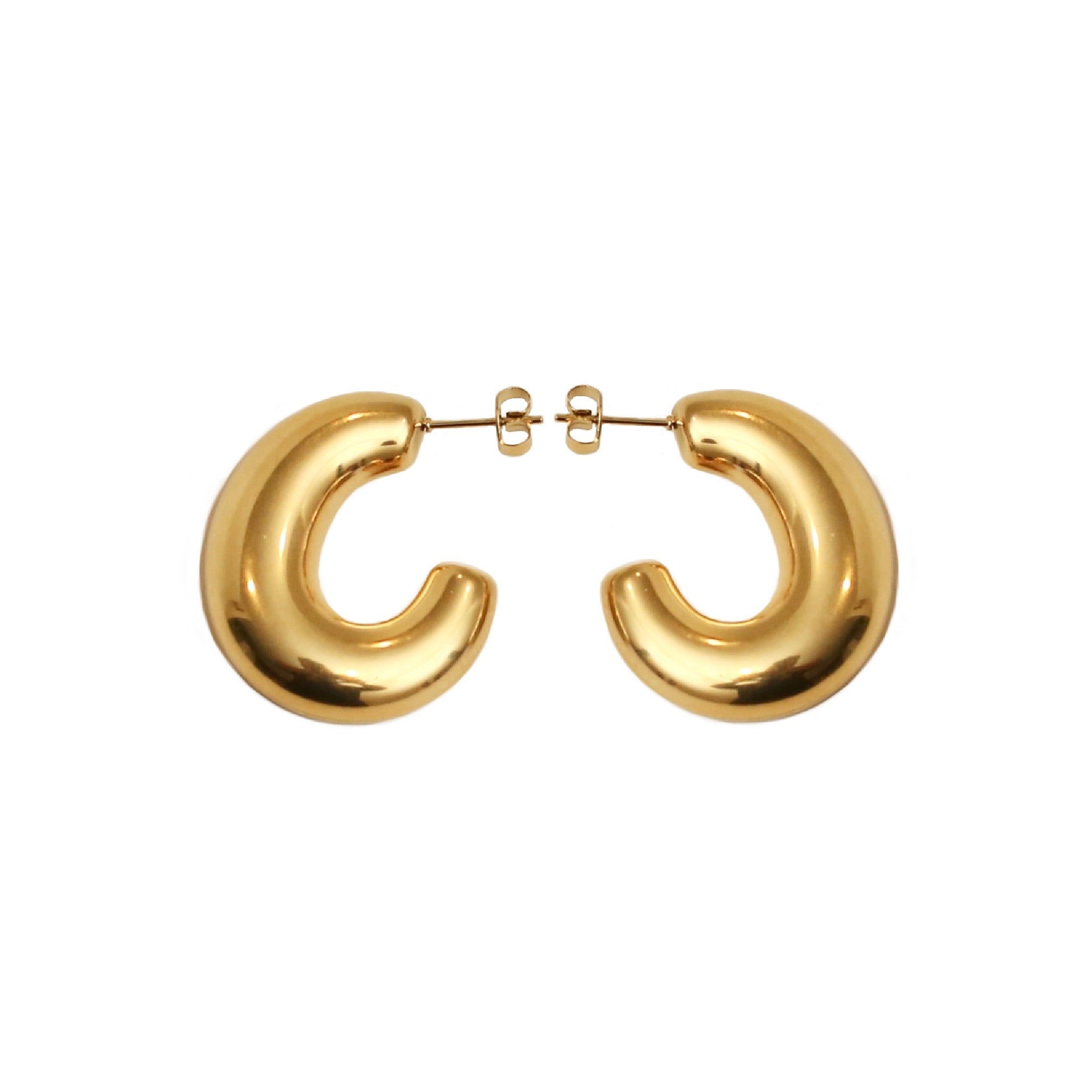 14K Gold Puff Hollow Hoop Earrings for Women - Lightweight Trendy Chunky Hoops for Everyday Wear & Special Occasions