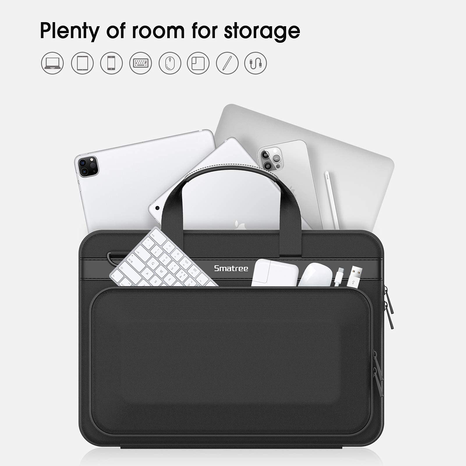 Smatree 14-15.6 Inch Laptop Shoulder Briefcase Bag for MacBook Pro 16 Inch | Hard Shell Protective Sleeve Case Compatible with 2019 2018 MacBook Pro 15.4 Inch | Perfect for Business Travel, Work Commute & College Use