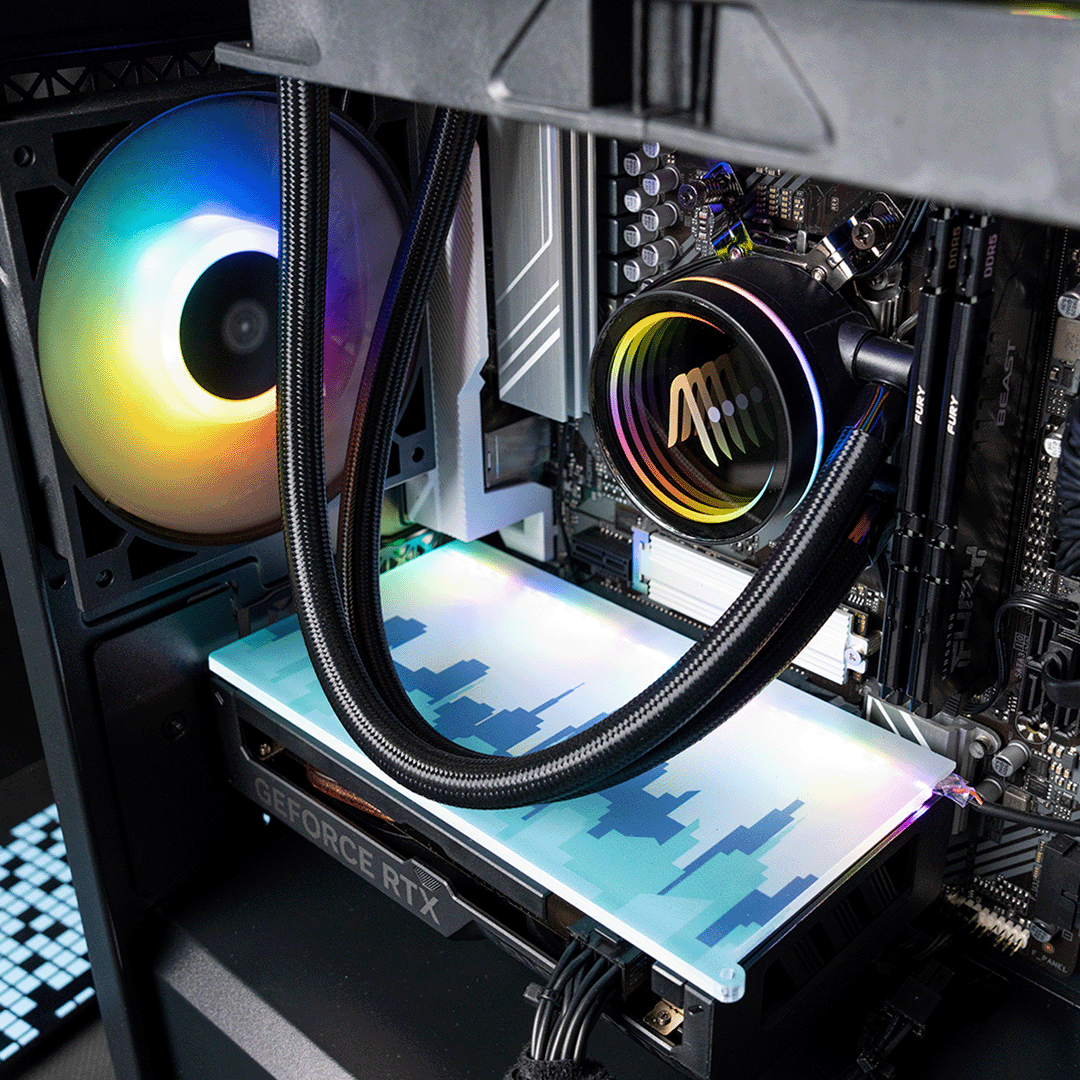 Aftershock Pixel Blue Gaming Desktop PC - AMD Ryzen 5 7500F Processor, NVIDIA RTX 4060 Graphics - High Performance Gaming Computer for Esports, Streaming & Content Creation