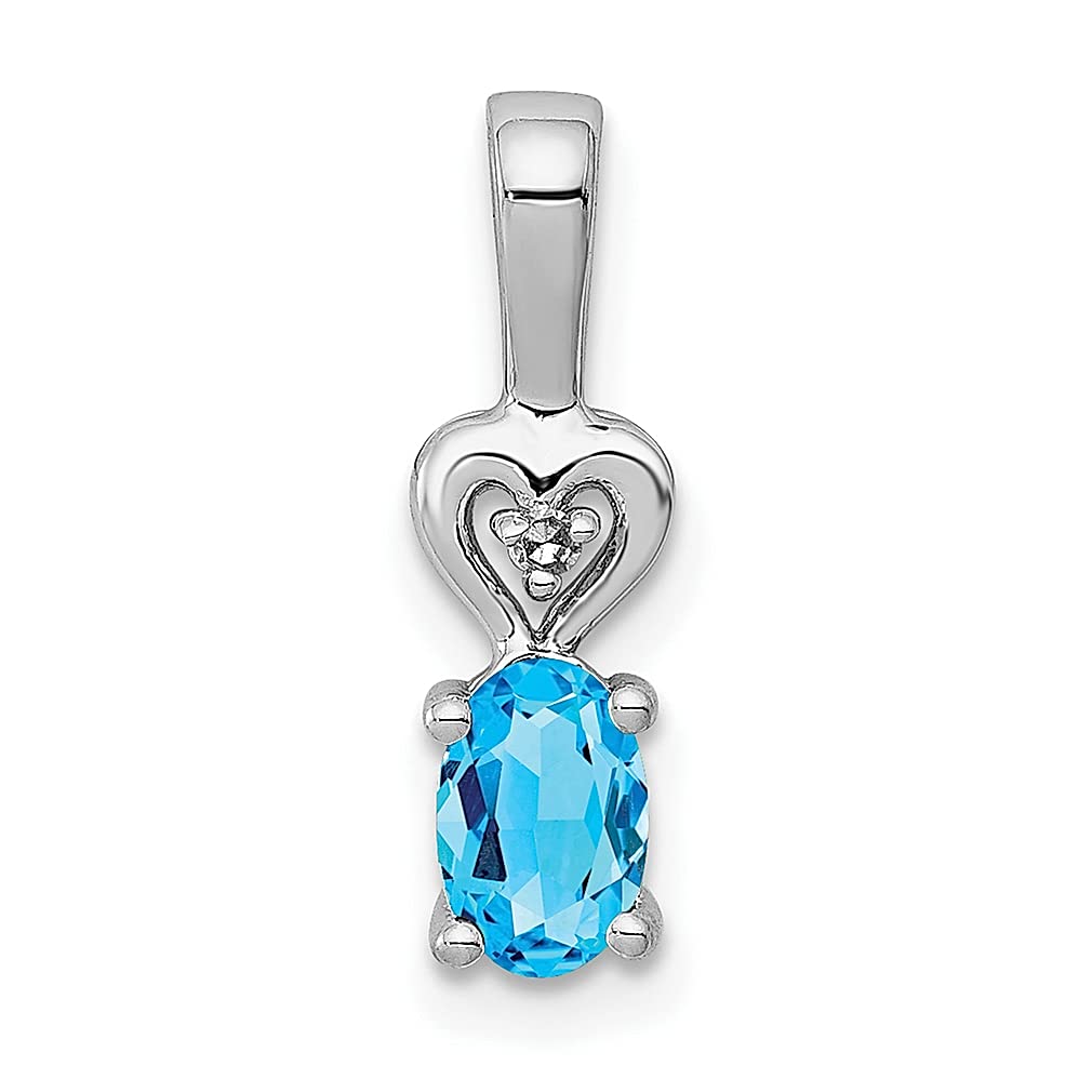 925 Sterling Silver Swiss Blue Topaz & Diamond Pendant Necklace - December Birthstone Jewelry for Women | Elegant Gift for Her, Perfect for Birthdays, Anniversaries & Special Occasions
