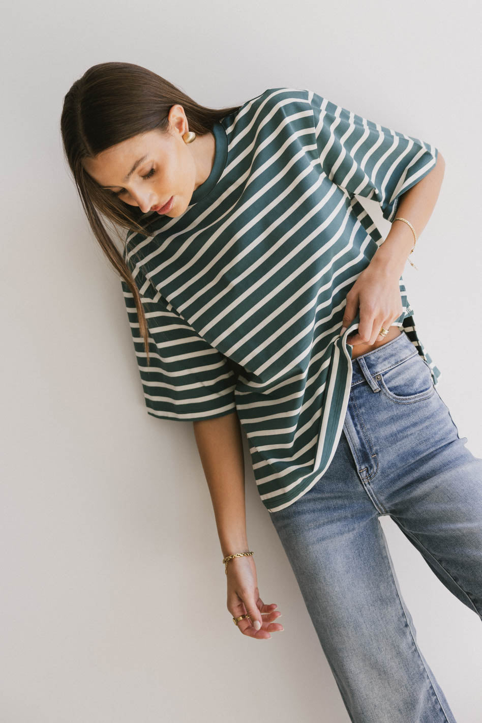 Freddie Striped Tee in Teal | Soft Cotton Crewneck T-Shirt for Men | Casual Wear & Everyday Outfits | FINAL SALE