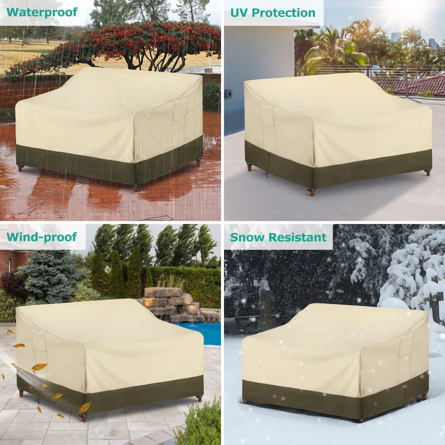 SunPatio Waterproof Outdoor Couch Cover - Heavy Duty Patio Furniture Cover for Oversized Sofa, Loveseat & Bench (90