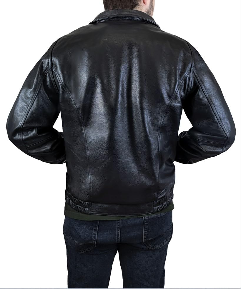 Men's Genuine Leather Bomber Jacket - Classic Motorcycle Jacket with Removable Zip-In Liner | Stylish Outerwear for Riding, Casual Wear & Night Out