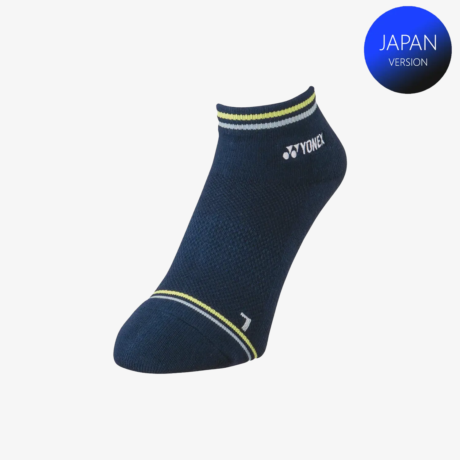 Yonex Men's Low Cut Athletic Socks - Breathable Performance Socks for Running, Tennis & Gym Workouts (Navy/Citrus Green, Medium)