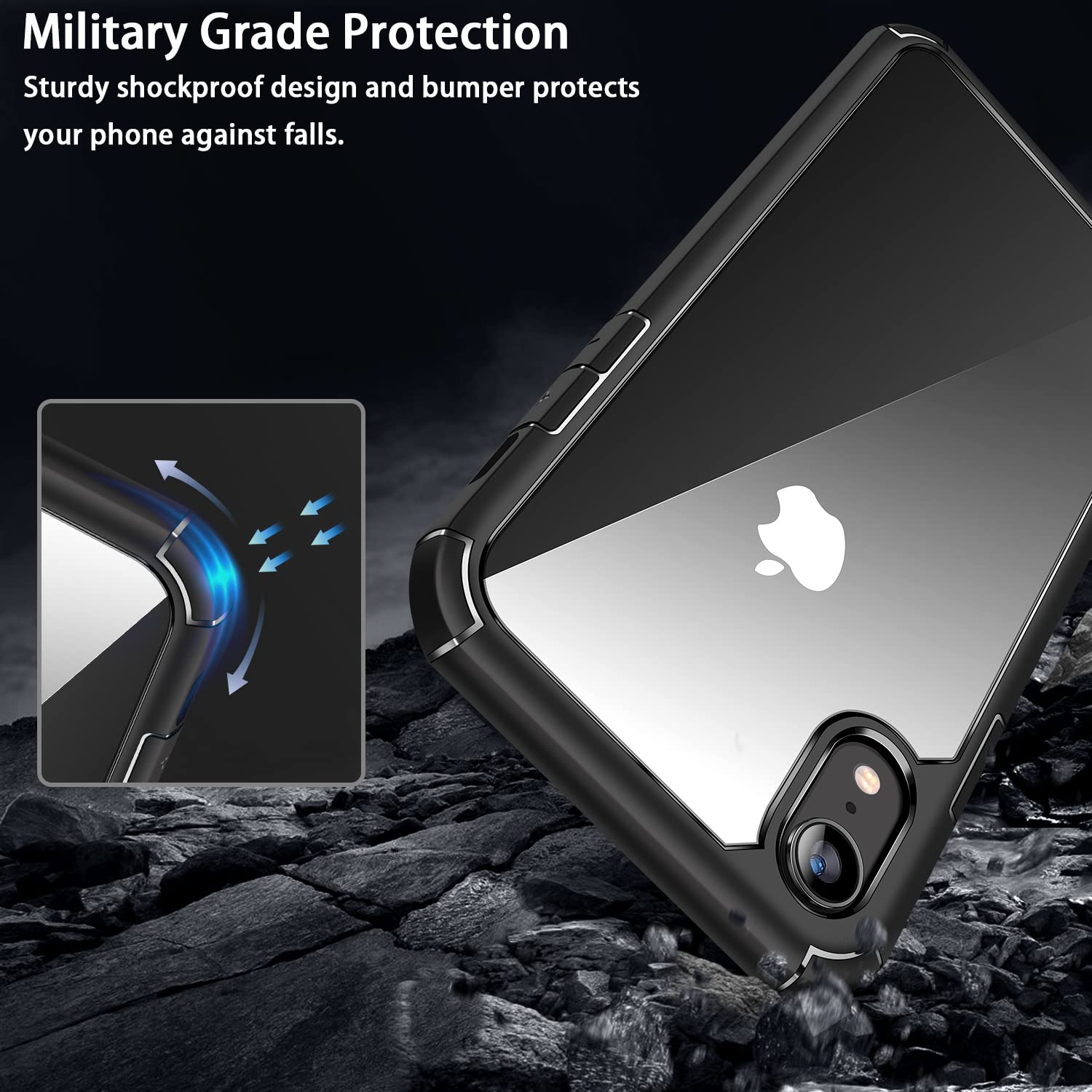 Amizee Military Grade Protective Case for iPhone XR - Slim Crystal Clear Back with Included Screen Protector | Shockproof & Durable Phone Cover for Everyday Use, Travel & Outdoor Activities