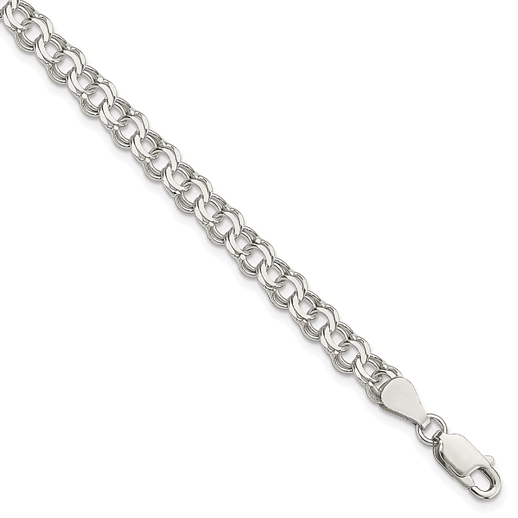 925 Sterling Silver 5.5mm Double Link Charm Bracelet for Women - Elegant Fine Jewelry Gift for Her - Perfect for Birthdays, Anniversaries & Special Occasions