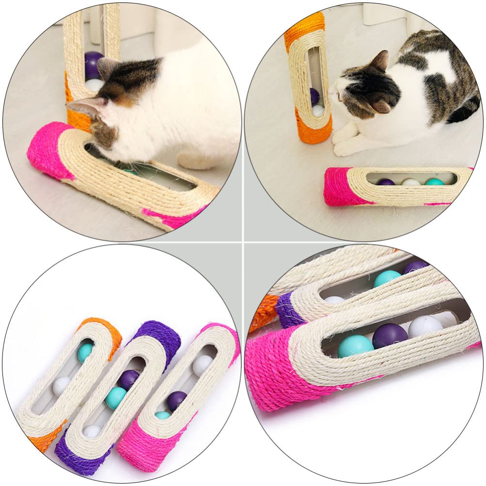 iPetboom Interactive Cat Toys & Scratching Post with Sisal Climbing - Kitten Rolling Ball Toy & Scratcher for Playful Cats - Perfect for Indoor Play, Exercise, and Stress Relief (Random Color)