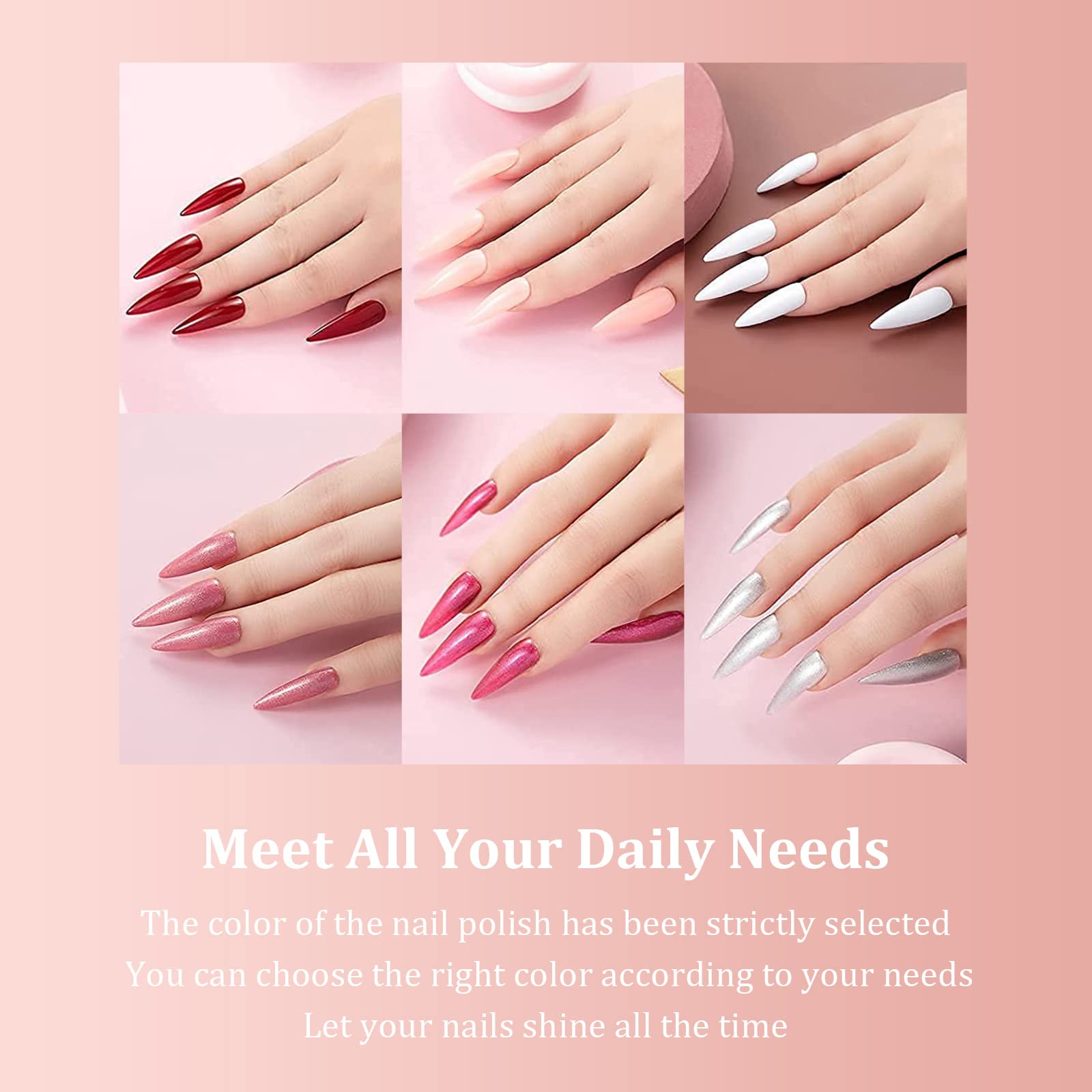 Aokitec 6 Color Gel Nail Polish Kit - 7.5ml Soak Off Nude, Blue, Purple, Red, Pink & Natural Skin Tone Gel Polish Set for DIY Manicure | Home Salon & Christmas Gifts for Women | Perfect for Parties, Weddings & Special Occasions
