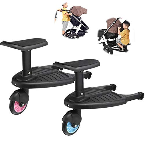 LNLN Buggy Board with Seat - Detachable & Foldable Mini Stroller Scooter with Standing Board - Perfect for Siblings & Twins (Blue) - Ideal for Shopping, Travel & Theme Park Adventures
