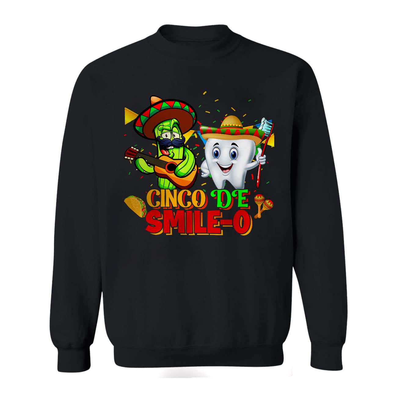 Funny Cinco De Mayo Cactus Teeth Hoodie - Dentist & Dental Hygienist Gift - Cute Smiling Cactus Apparel for Cinco De Mayo Parties & Dental Office Humor