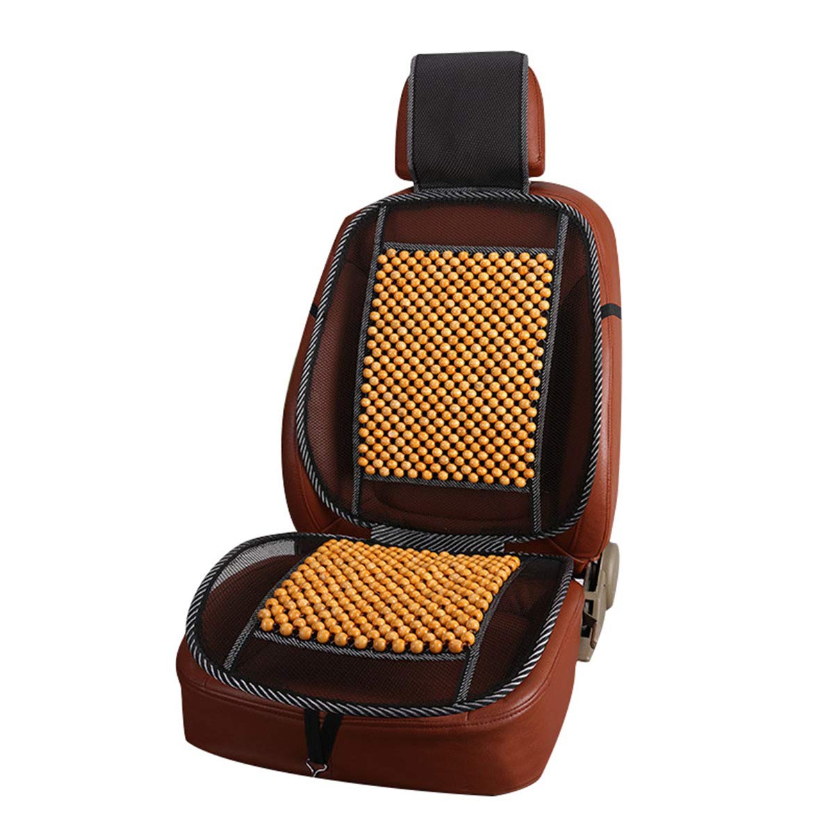 Cooling & Breathable Wood Bead Car Seat Cover - Lumbar Support Massage Cushion for Back Pain Relief - Perfect for Long Drives, Commuting, and Road Trips