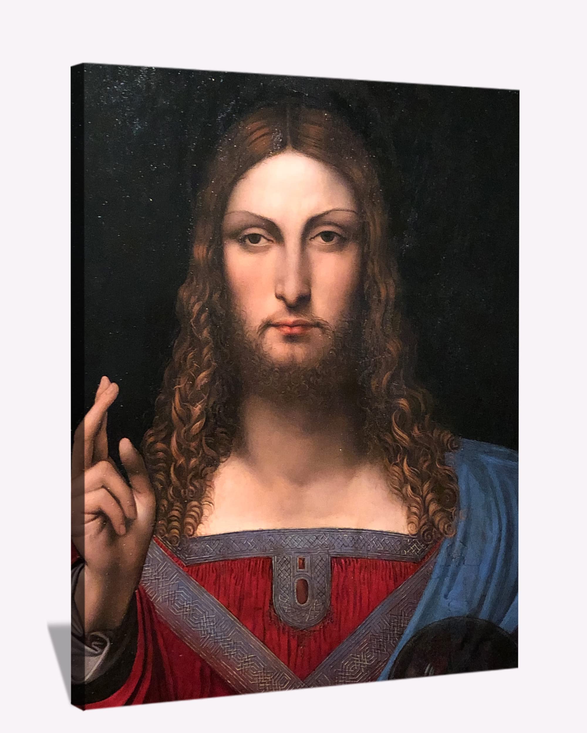 Da Vinci Canvas Wall Art - Salvator Mundi Framed Painting, Large Ready to Hang Canvas Print for Home Decor - Perfect for Bedroom, Office & Living Room Wall Decor | Renaissance Art, Famous Painting Reproduction