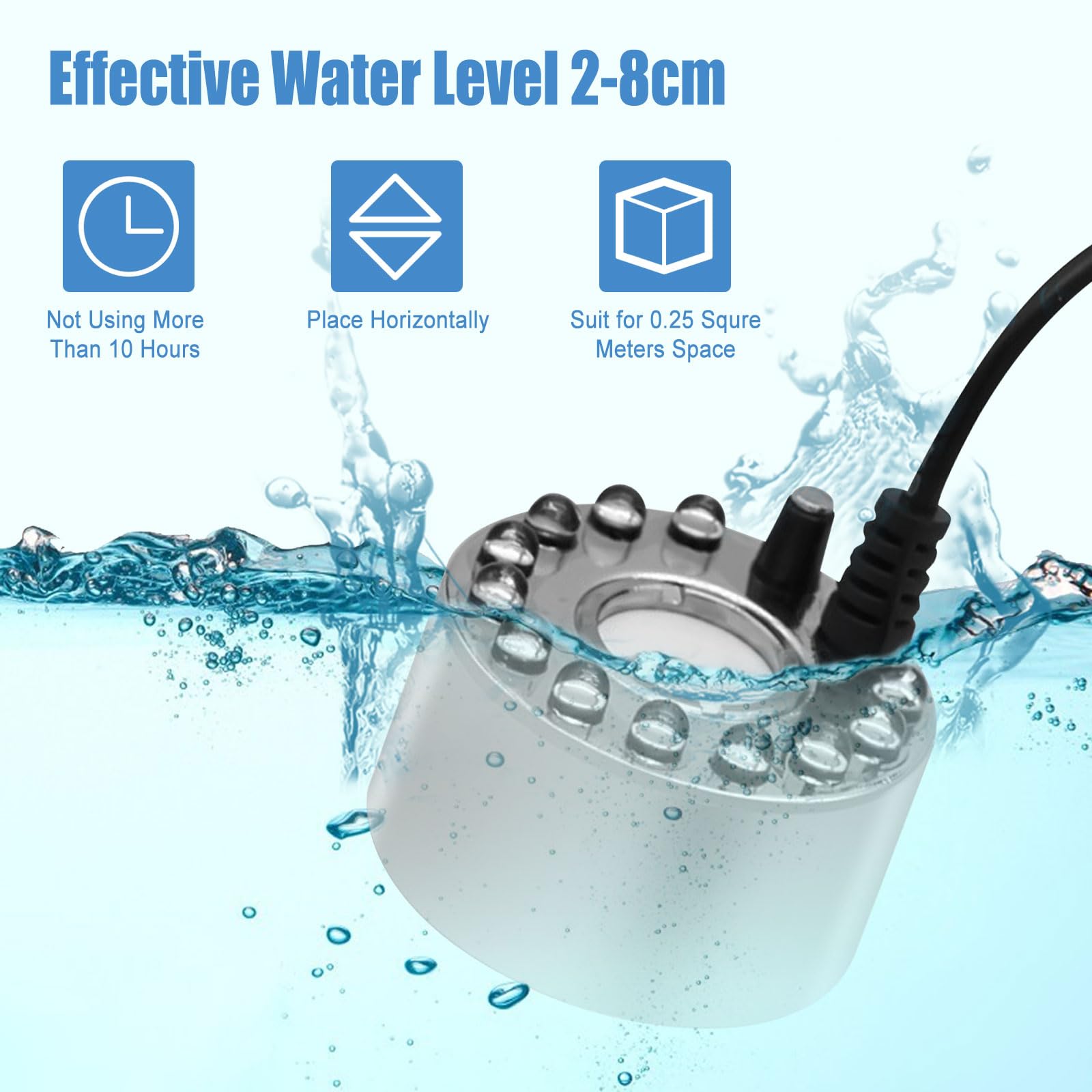 4 Sets Ultrasonic Mist Maker Fogger with LED Lights - Halloween Water Fountain Pond Fogger, Aluminum Humidifier for Indoor/Outdoor Use in Rockery, Vase, Birdbath & Home Decor