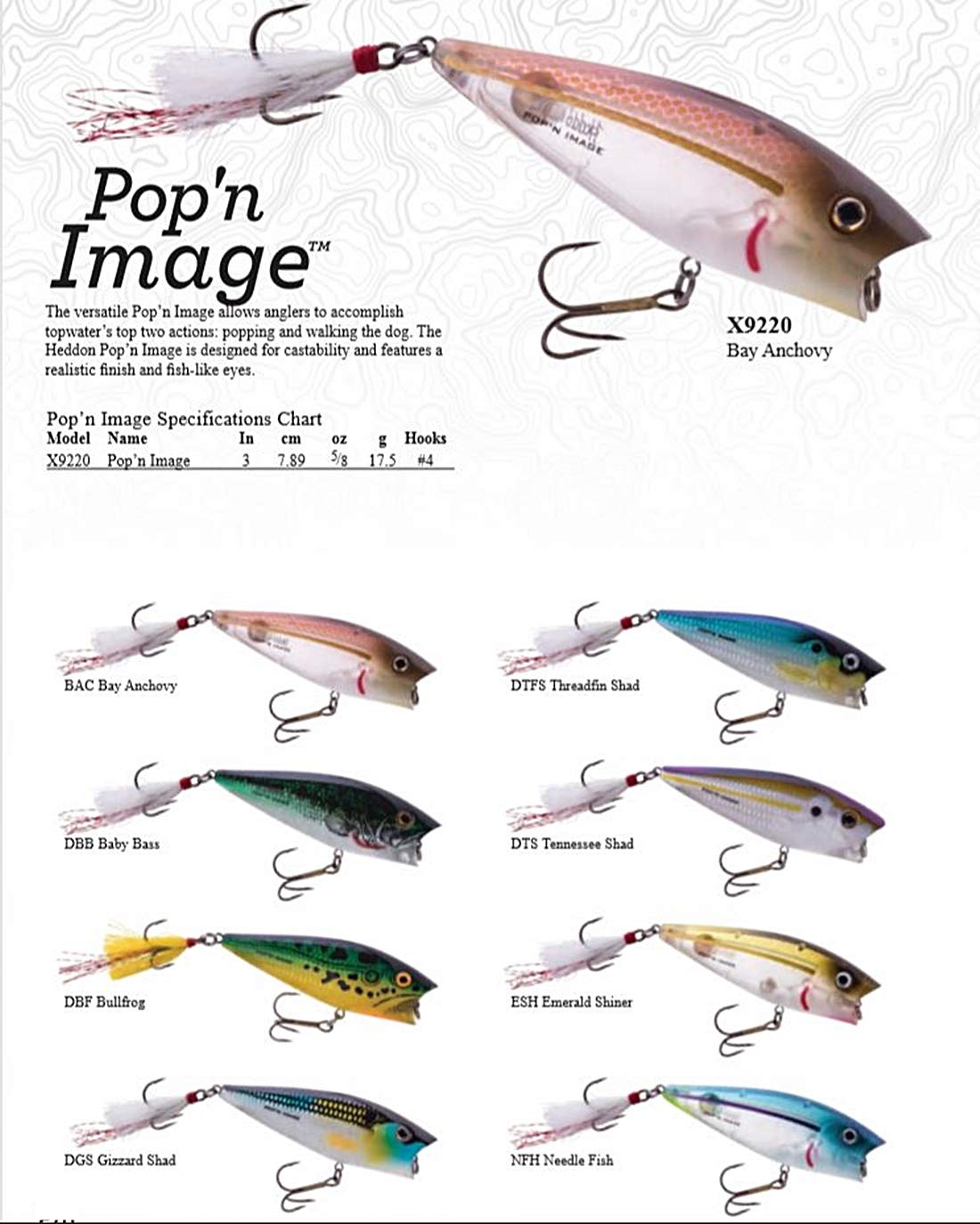 Heddon Pop'N Image Topwater Fishing Lure - Best Popping & Walk-The-Dog Action for Bass, Trout & Saltwater Fishing | Perfect for Freshwater & Ocean Angling