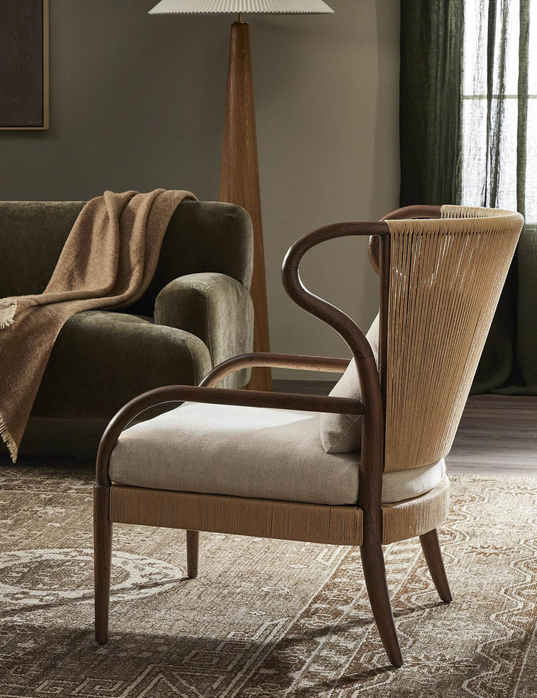 Amira Accent Chair by Amber Lewis x Four Hands - Modern Upholstered Lounge Chair for Living Room, Bedroom & Office - Stylish Home Decor & Comfortable Seating