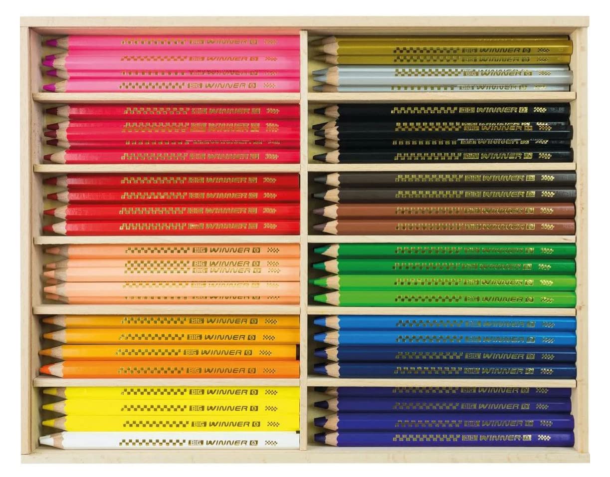 Eberhard Faber Silver - 96-Piece Big Winner Thick Colored Pencils Set in Wooden Case | Premium Art Supplies for Drawing, Sketching & Coloring | Perfect for Artists, Students & Professionals