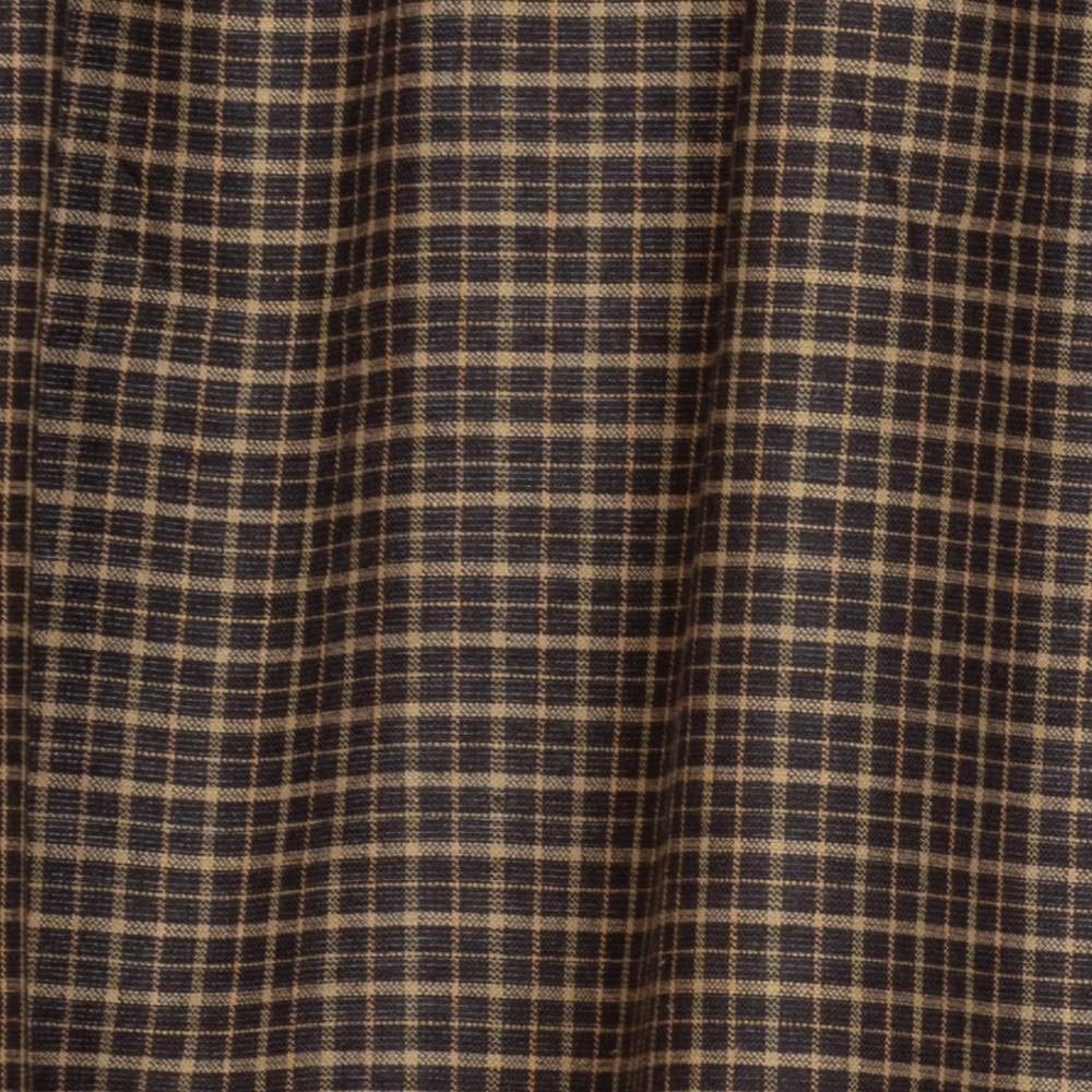 VHC Brands Kettle Grove Plaid Panel Scalloped Set of 2 Country Curtains 84x40 Inches - Black Checkered Farmhouse Window Treatments for Living Room & Bedroom Decor