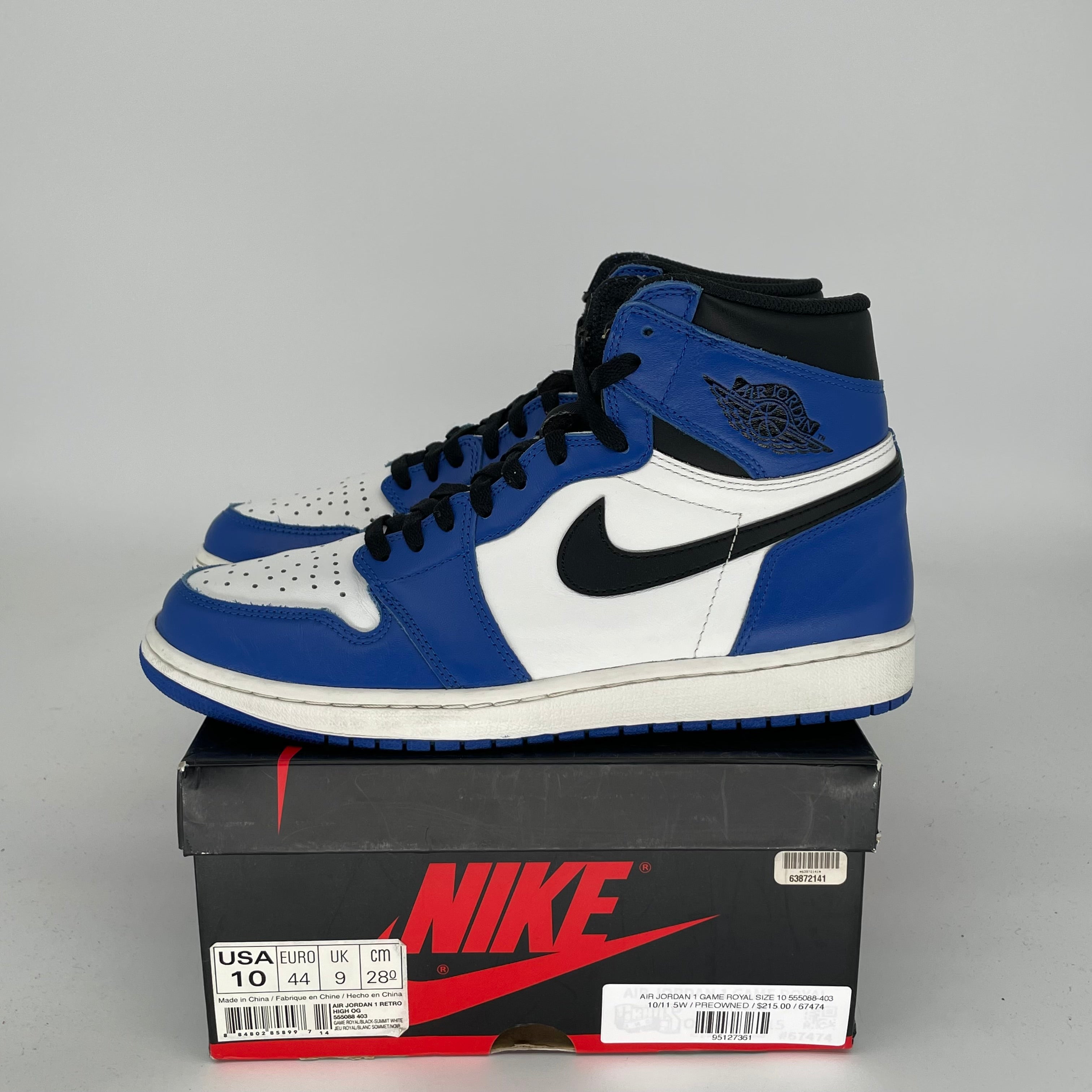 Air Jordan 1 Retro High OG 'Game Royal' Men's Basketball Shoes Size 10 (555088-403) - Perfect for Sneaker Collectors & Streetwear Fashion
