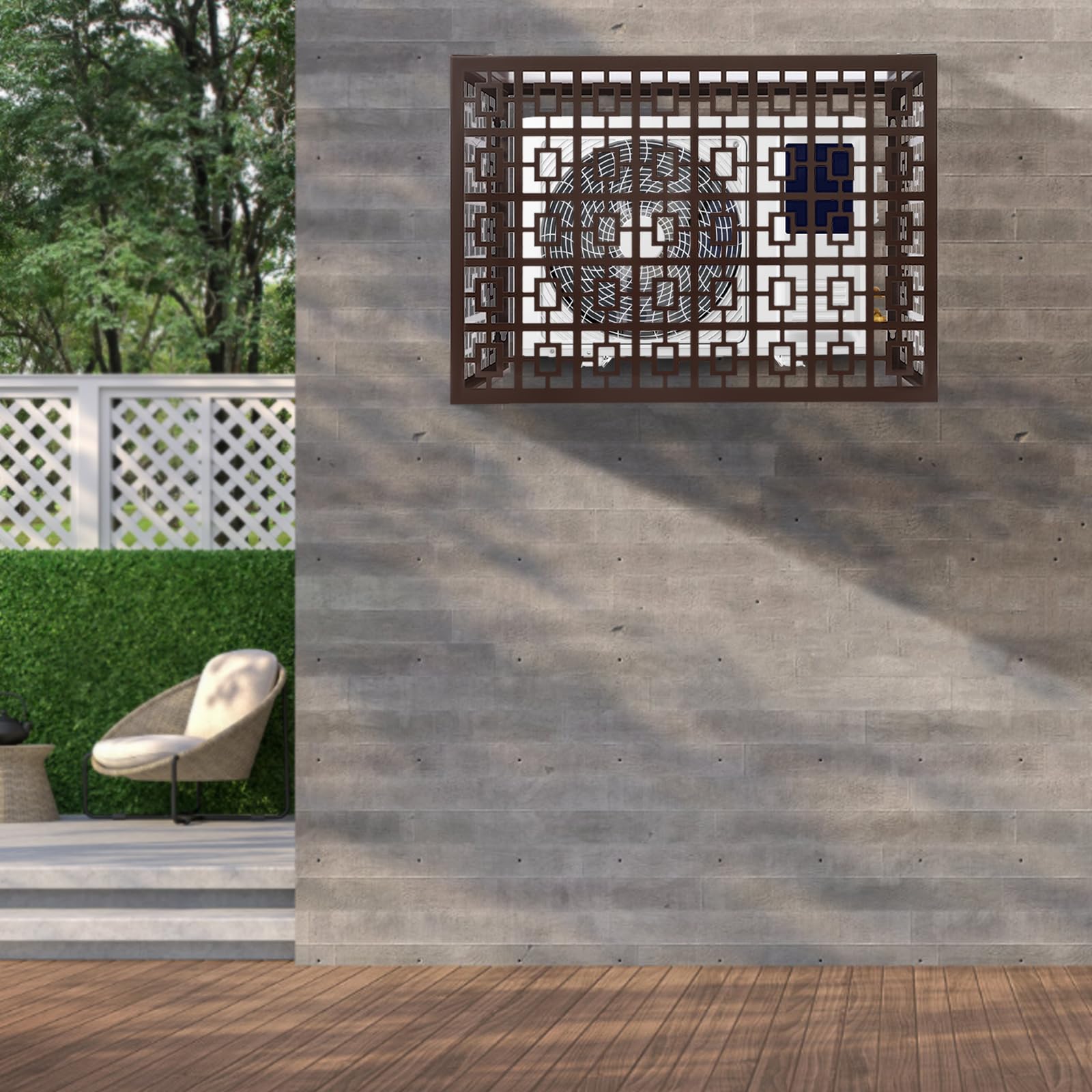 Free Standing Metal Air Conditioner Privacy Fence Screen for Outdoor AC Units - 39.4