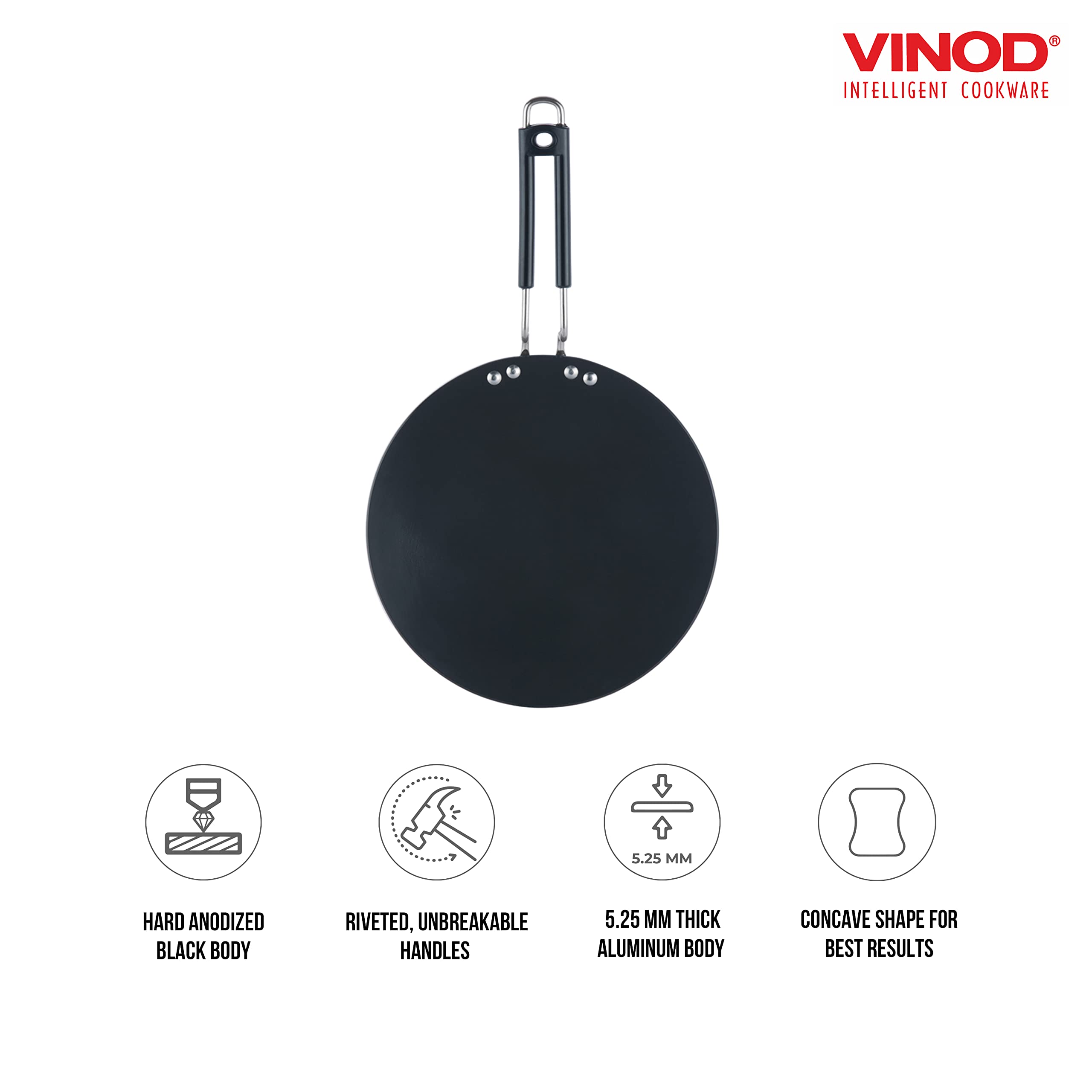 Premium Hard Anodized Aluminum Griddle Pan - 11 Inch Nonstick Tawa for Roti & Chapati - Scratch-Resistant Black Cookware - Perfect for Indian Cooking, Breakfast & Flatbreads (28cm)