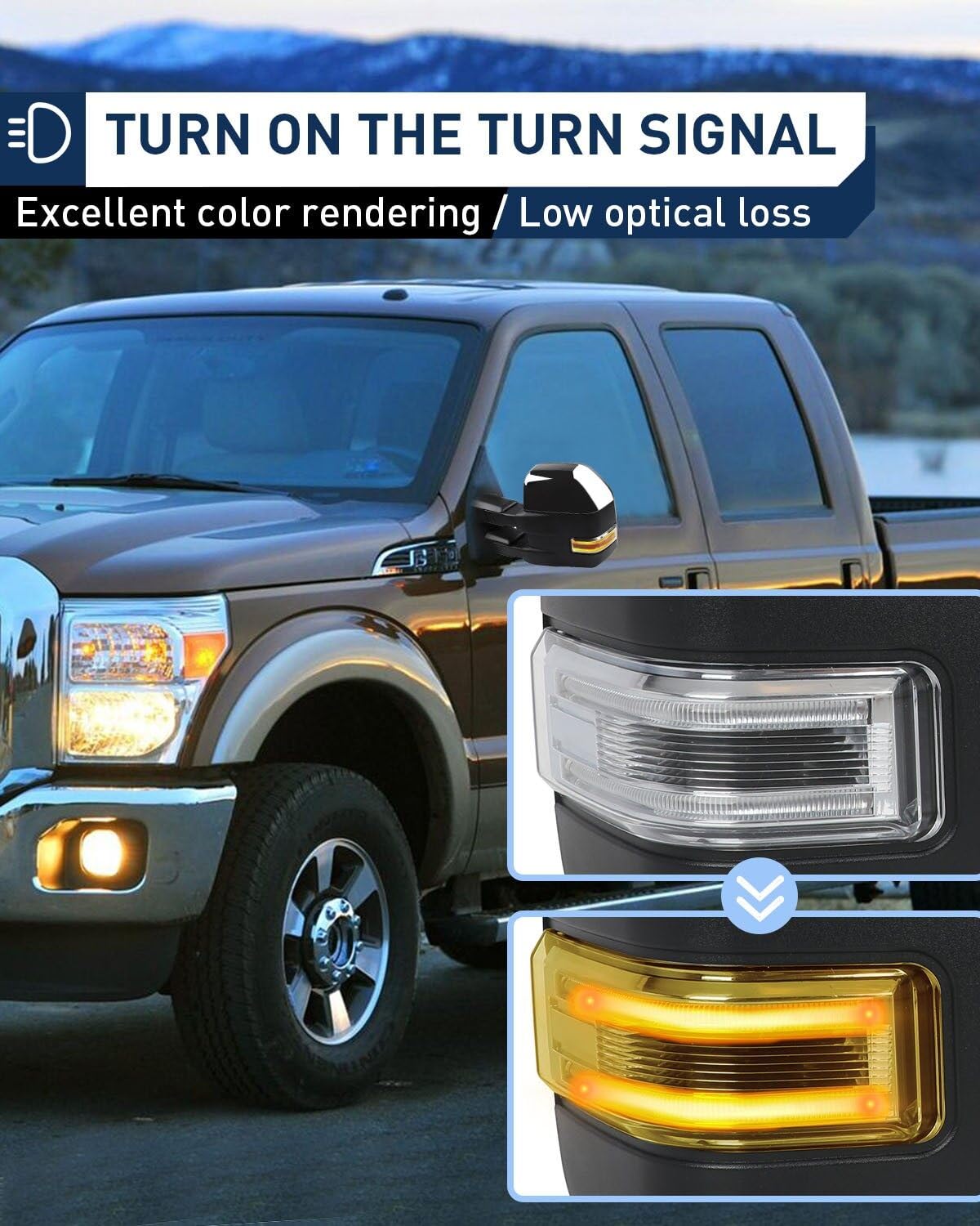 ECCPP Power-Adjustable Heated Towing Mirrors with Turn Signal & Puddle Light - Compatible with 2015-2017 Ford F150 Pickup Truck (Left & Right Side, Chrome Housing) - Perfect for Enhanced Visibility & Safety While Towing Trailers or Large Loads