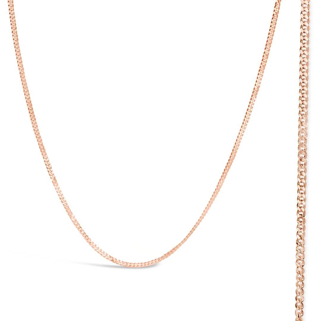 Rose Gold Vermeil Curb Chain Necklace for Women - Elegant Layering Jewelry for Everyday Wear & Special Occasions