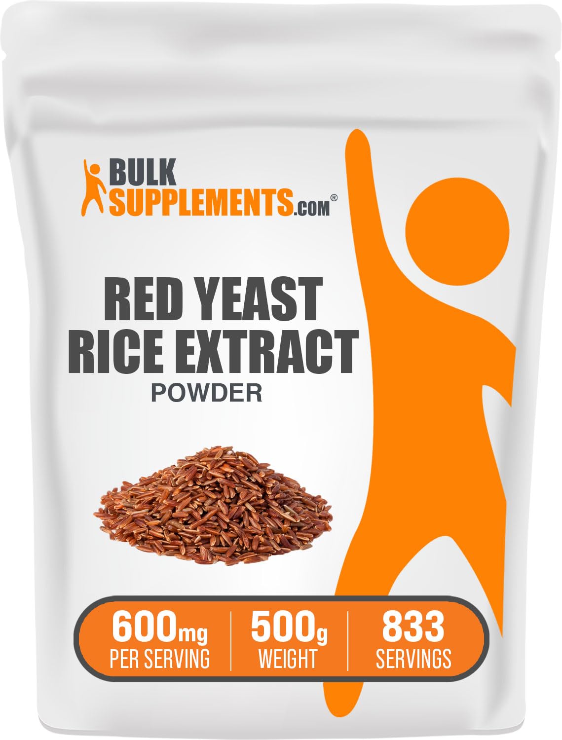 BulkSupplements Red Yeast Rice Extract Powder 600mg - Natural Herbal Supplement for Heart Health & Cholesterol Support - Gluten Free, 500g (1.1 lbs) - Perfect for Smoothies, Baking & Daily Wellness Routine