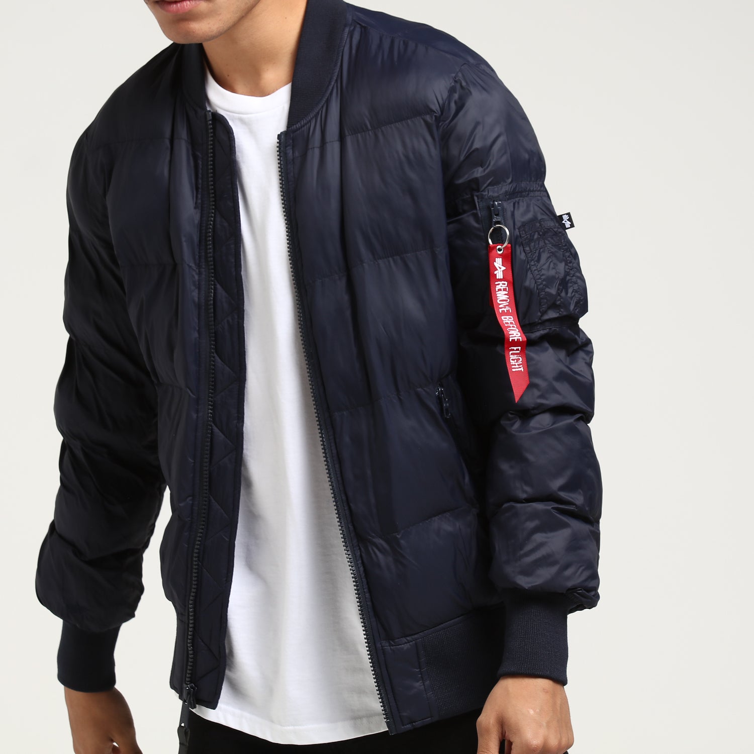 Alpha Industries MA-1 Echo Flight Bomber Jacket for Men - Classic Blue Puffer Coat - Perfect for Winter, Outdoor & Casual Wear