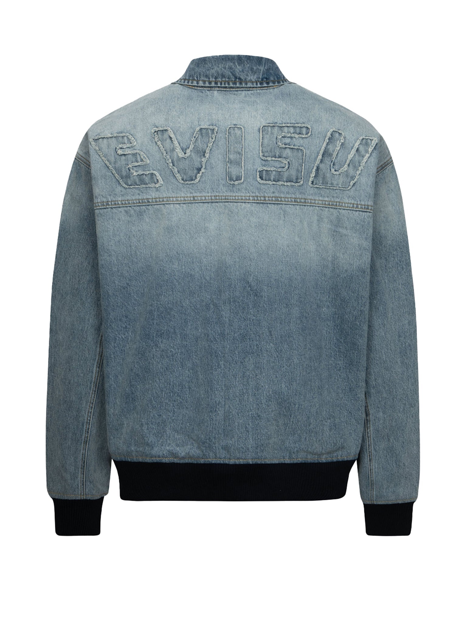 Custom Logo Appliqué Embroidery Oversized Denim Bomber Jacket for Men & Women | Vintage Streetwear Fashion | Perfect for Casual Outings, Concerts & Urban Style