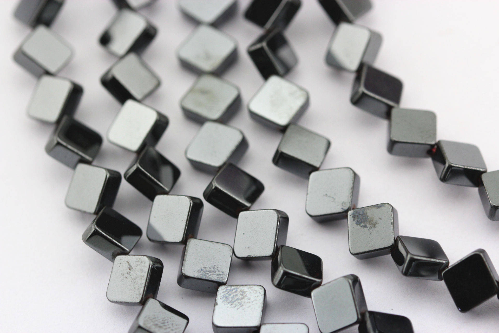 Gray/Gold/Silver/Copper Hematite Flat Square Diamond Beads 7x8mm - 15.5 Inch Strand for Jewelry Making, Bracelets & Necklace Designs - DIY Craft Beading Supplies for Handmade Accessories