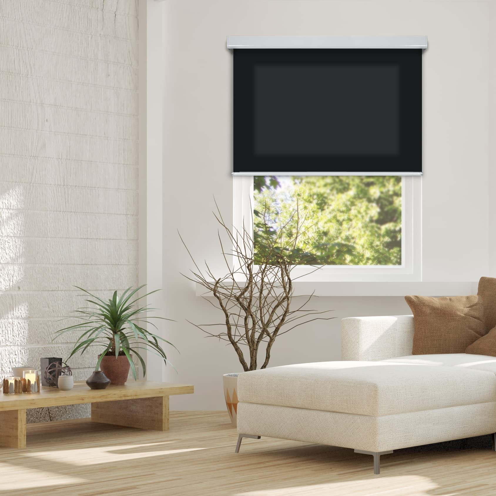 CHICOLOGY Cordless Roller Shades - Light Filtering Window Blinds for Home Privacy (5% Solar, Skyview Black) - 40