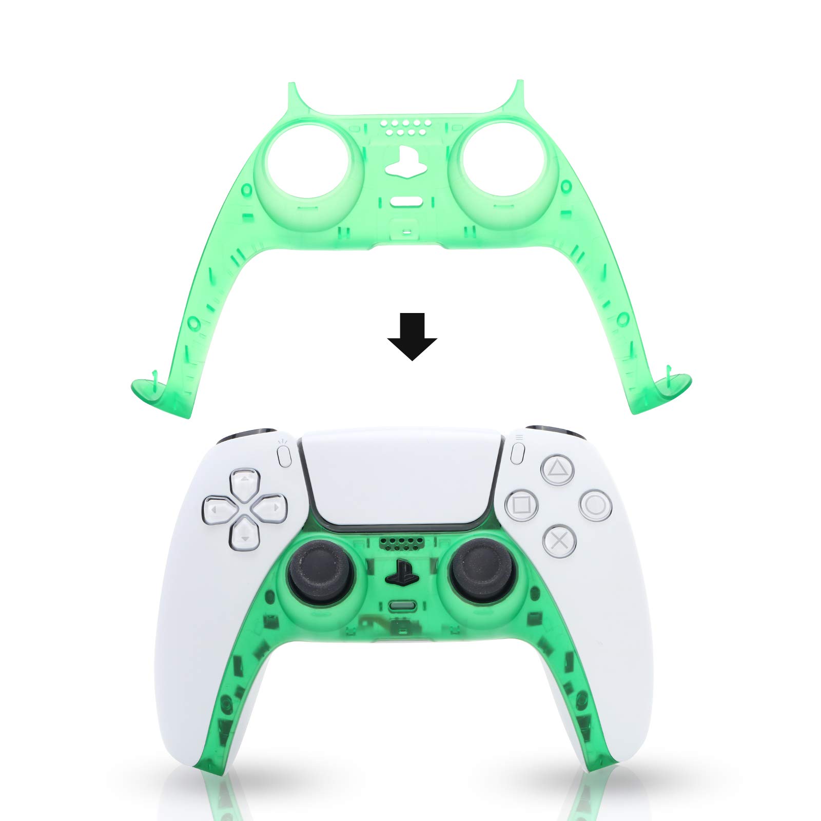 Clear Green PS5 Controller Faceplate for DualSense - Gaming & Customization