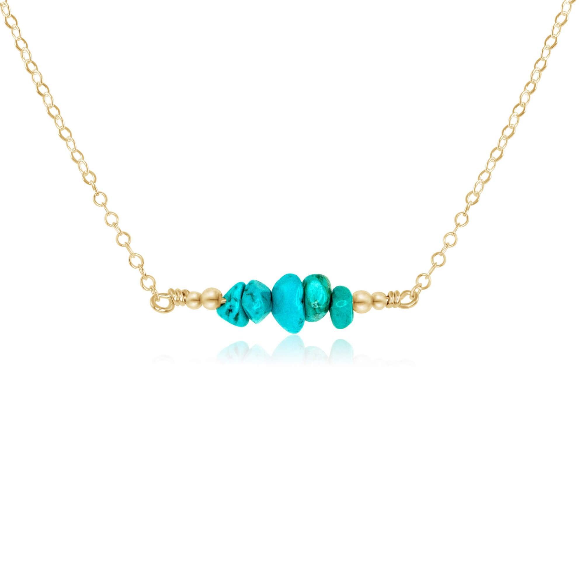 Turquoise Chip Bead Bar Necklace for Women - Handmade Boho Jewelry with Natural Stone - Perfect for Casual Wear, Beach Outfits & Festival Fashion