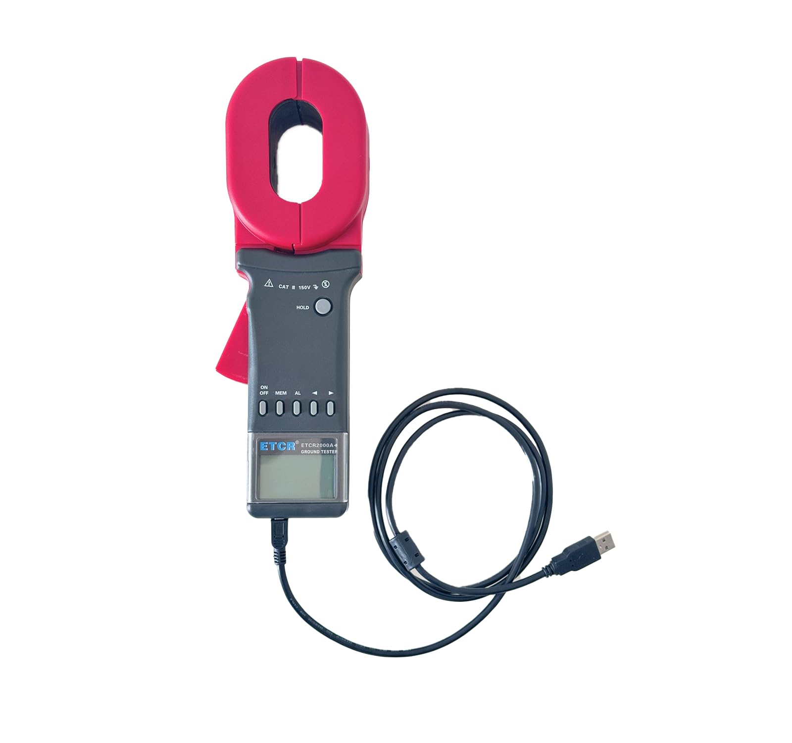 ETCR2000A+ Digital Clamp Ground Resistance Tester - 0.010Ω to 200Ω Range, USB Data Interface, Double Insulation - Perfect for Electrical Maintenance, Solar Panel Installation & Industrial Safety Testing