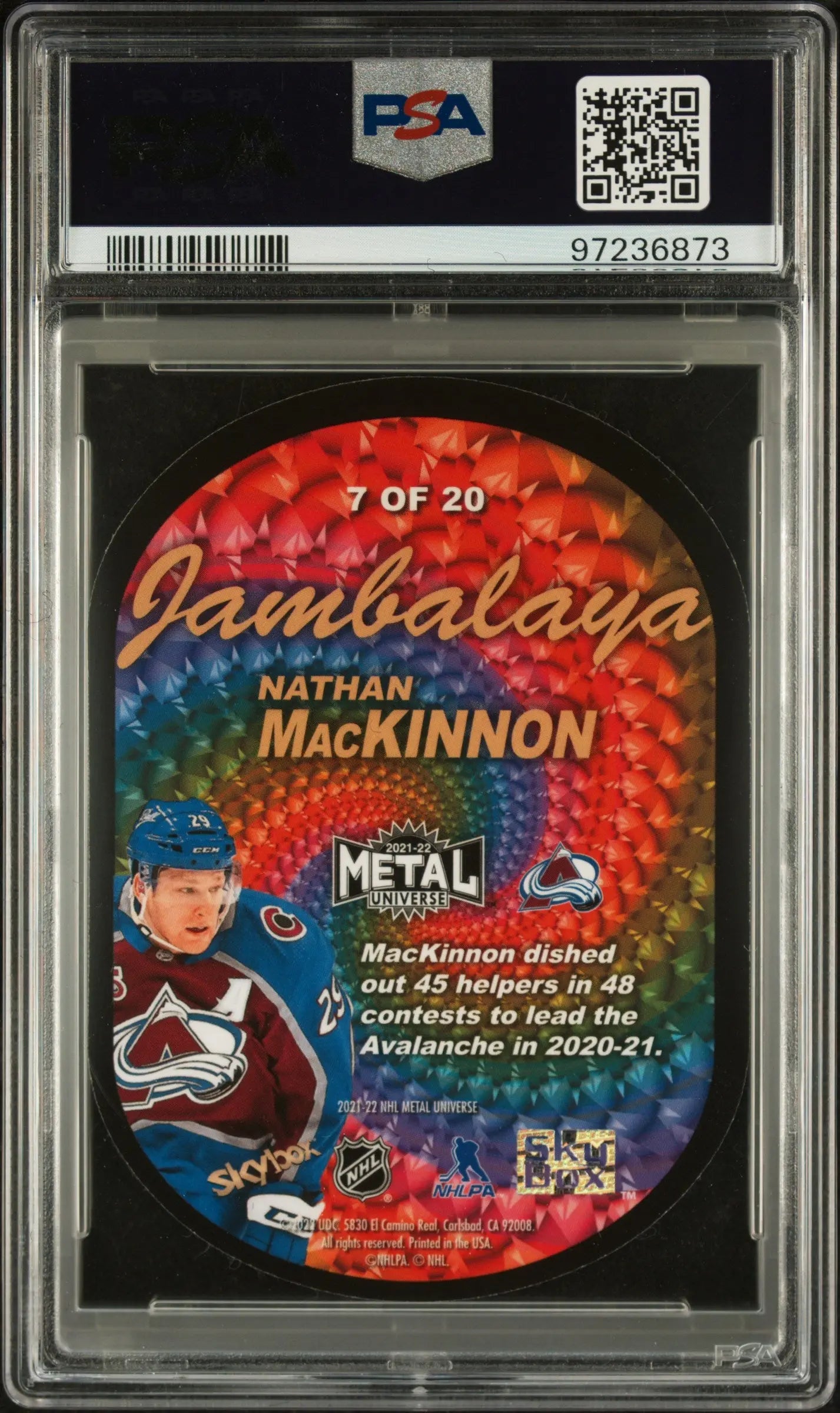 2021-2022 Skybox Metal Universe Jambalaya Nathan MacKinnon #7 PSA 9 Gem Mint Hockey Trading Card - Perfect for Collectors & Sports Memorabilia Displays