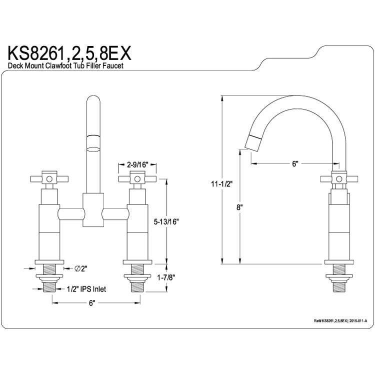 Concord KS8268EX Satin Nickel 2-Handle Deck Mount Roman Tub Faucet - Luxury Bathtub Filler for Spa, Bathroom, and Master Bathroom Renovation