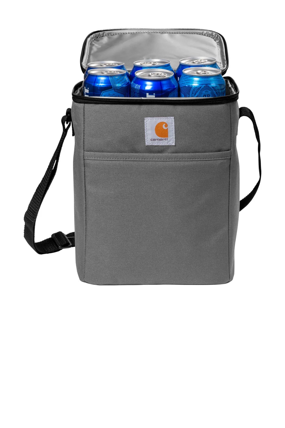 Carhartt Vertical 12 Can Insulated Cooler with Customization Options - Grey | Perfect for Camping, Tailgating & Outdoor Adventures