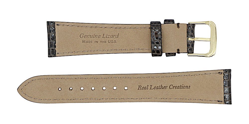 Handcrafted Genuine Lizard Leather Watch Band with Hand-Painted Edges - Interchangeable Silver & Gold Buckles + Spring Bars Included | Premium Watch Accessory for Dress Watches, Business Attire & Special Occasions