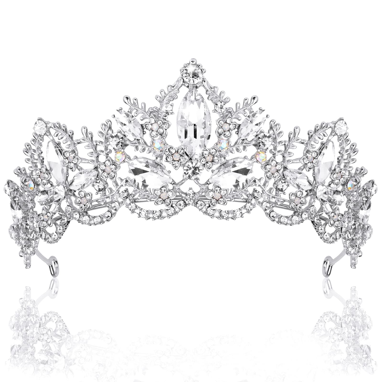 Sparkling Silver Tiara for Women - Rhinestone Wedding Crown, Princess Birthday Headband, Bridal Party & Prom Accessory, Halloween & Christmas Costume Gift - Perfect for Weddings, Parties, Pageants & Special Occasions