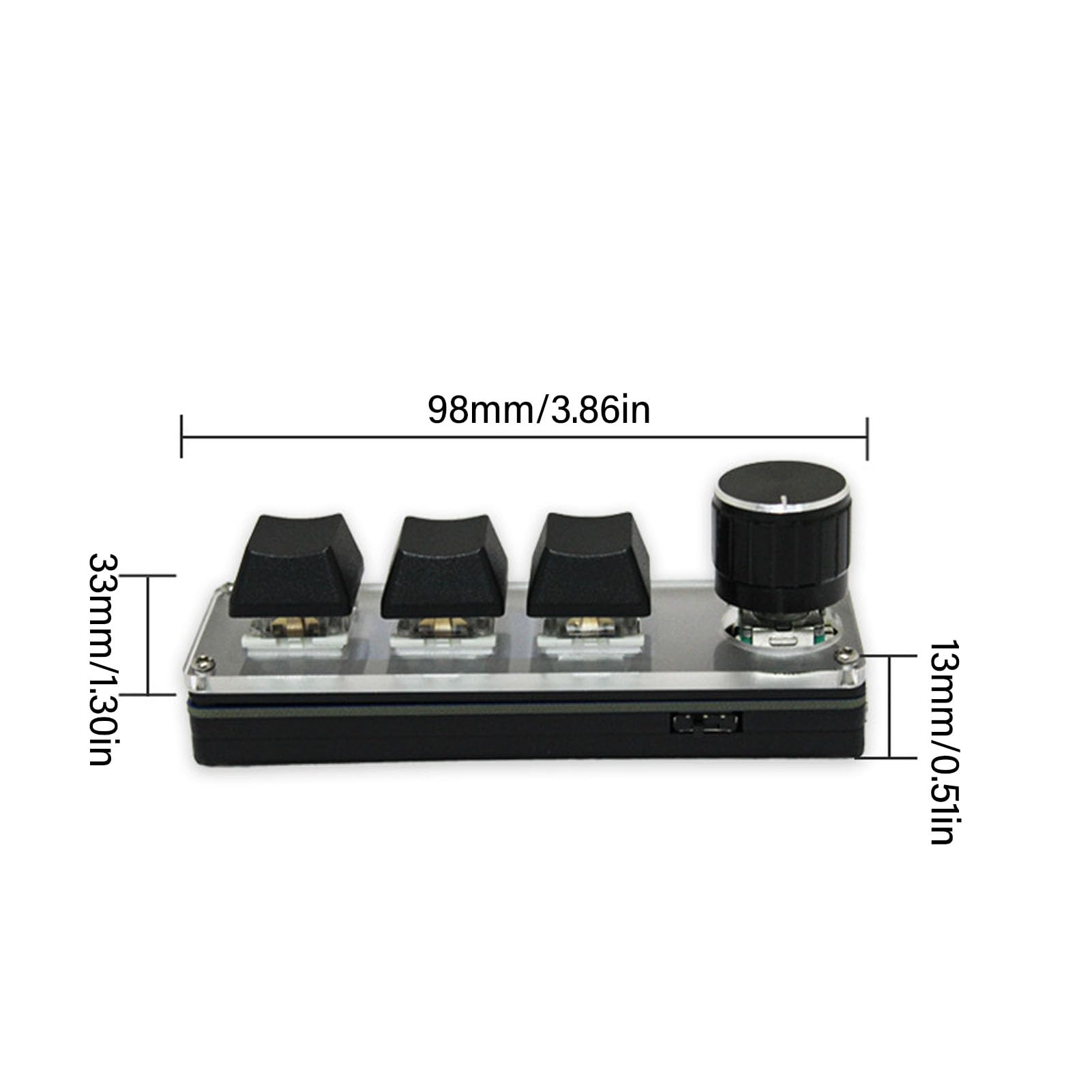 Fockety Mini Mechanical Keyboard - 3 Key Programmable Macro for Gaming & Office | Wireless & Wired | Hot Swappable