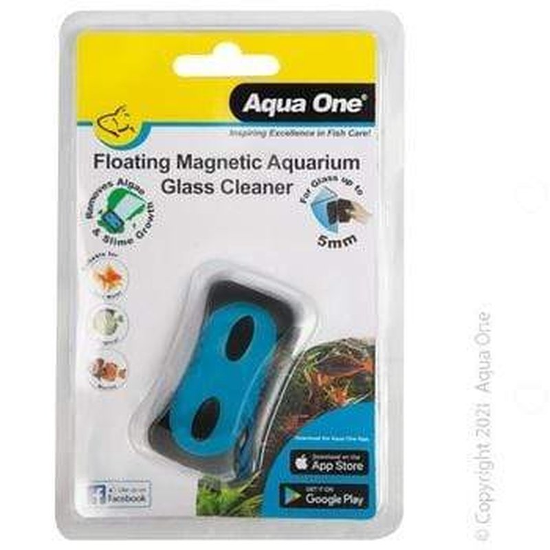 Aqua One Floating Magnet Cleaner for Glass Aquariums - Powerful Algae Scraper for Fish Tanks, Easy to Use with Dual-Sided Scrubbing - Perfect for Freshwater & Saltwater Aquarium Maintenance