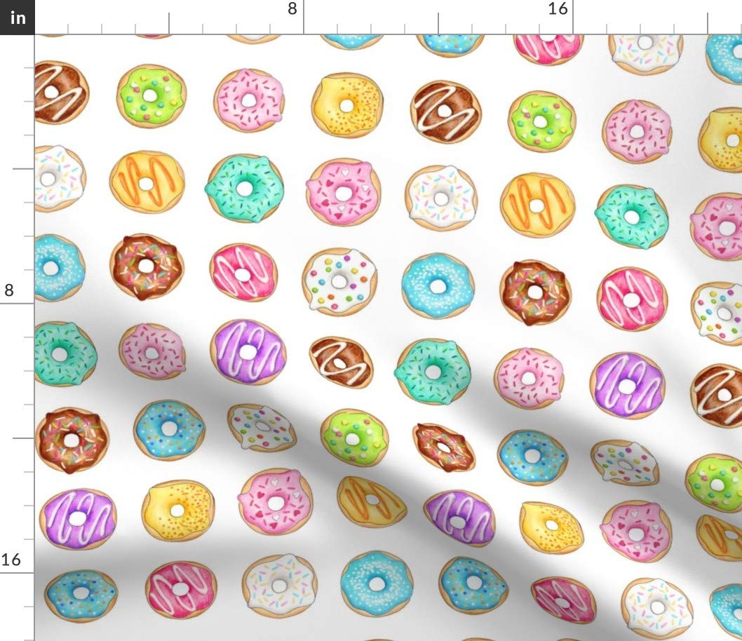 Donut Print Cotton Fabric by Spoonflower - Baking & Food Themed Petal Signature Cotton Fat Quarter for Sewing, Quilting, Apparel & DIY Crafts - Perfect for Kitchen Decor, Aprons & Table Runners