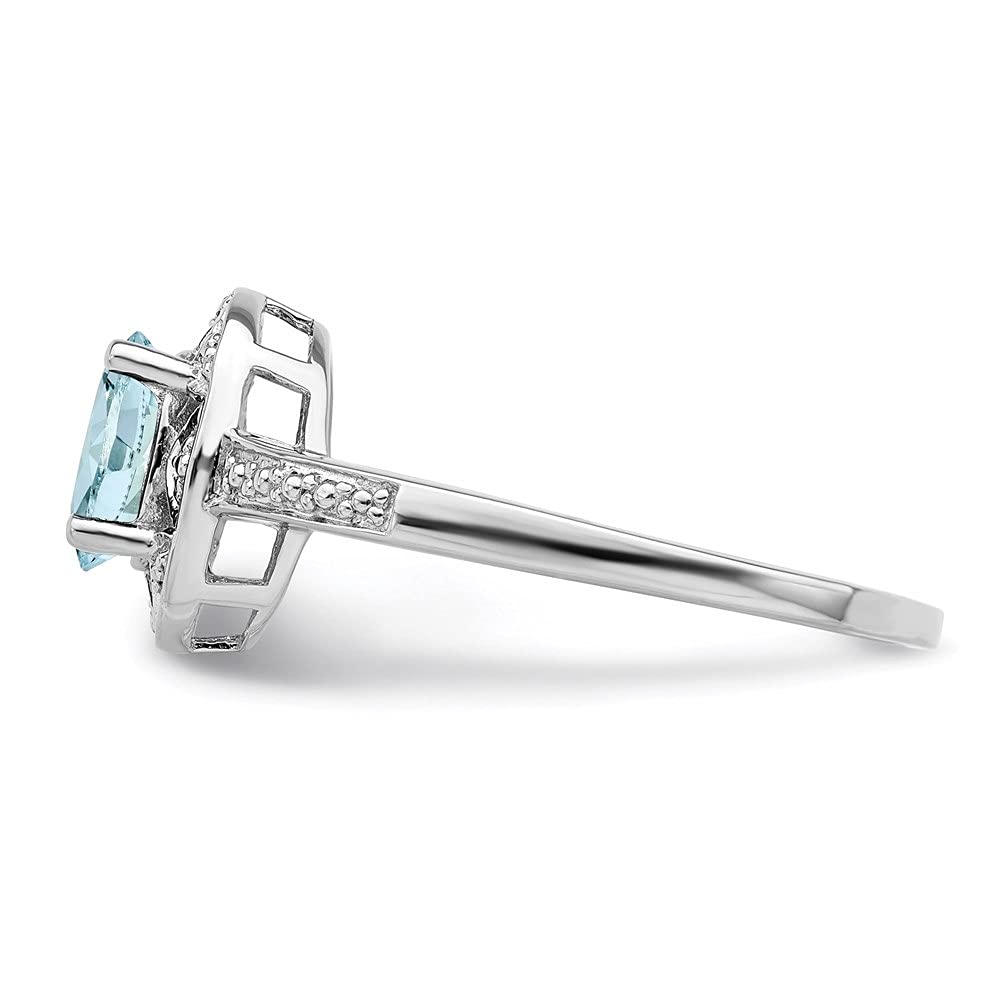 0.71ct Oval Cut Aquamarine Diamond Engagement Ring for Women - 14K White Gold Wedding Band, Promise Ring, Anniversary Gift for Her - Perfect for Proposals, Valentine's Day & Special Occasions