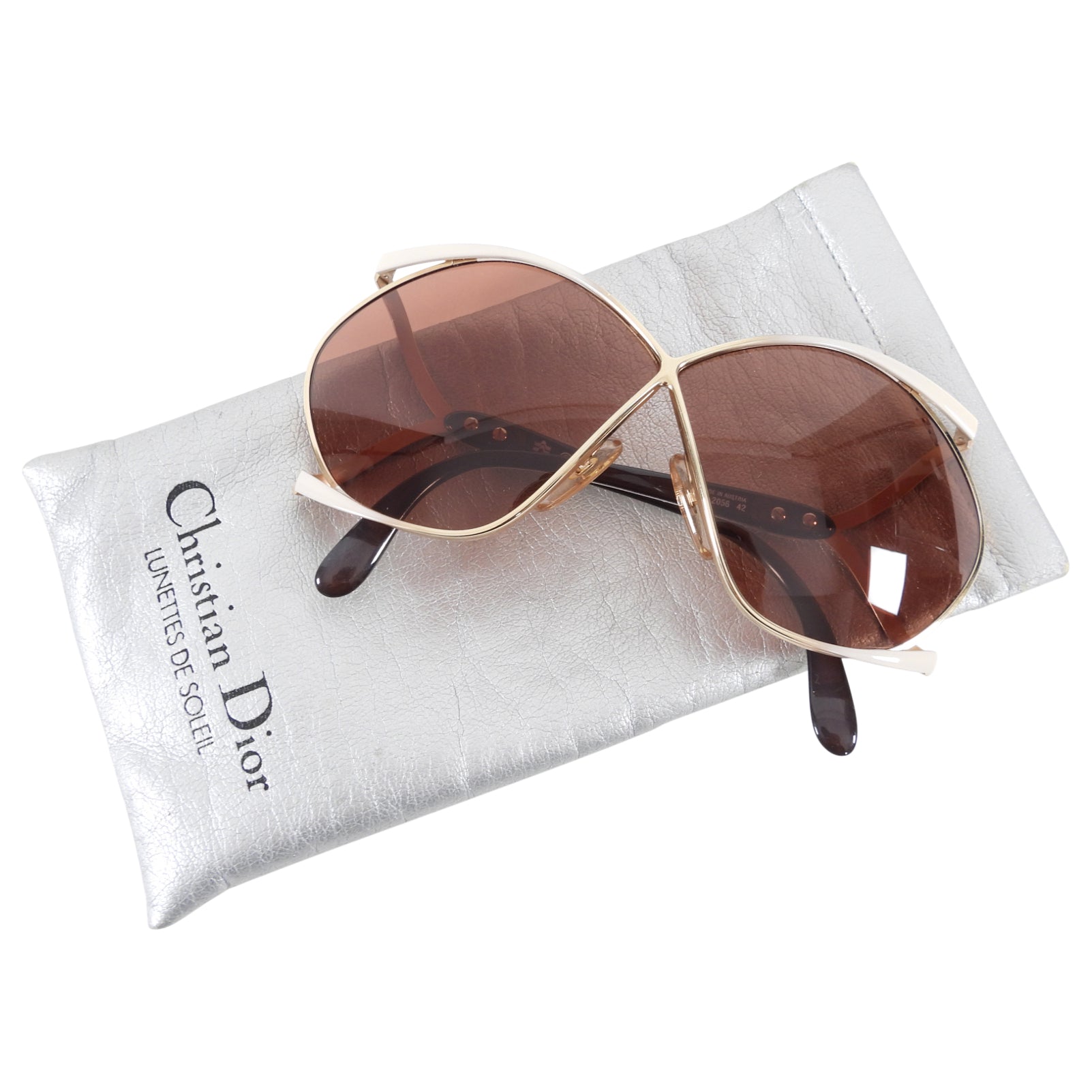 Vintage Christian Dior 2056 Butterfly Sunglasses 1980s Oversized Rose Frame - Retro Fashion Accessory for Women, Perfect for Summer Outfits & Beach Vacations