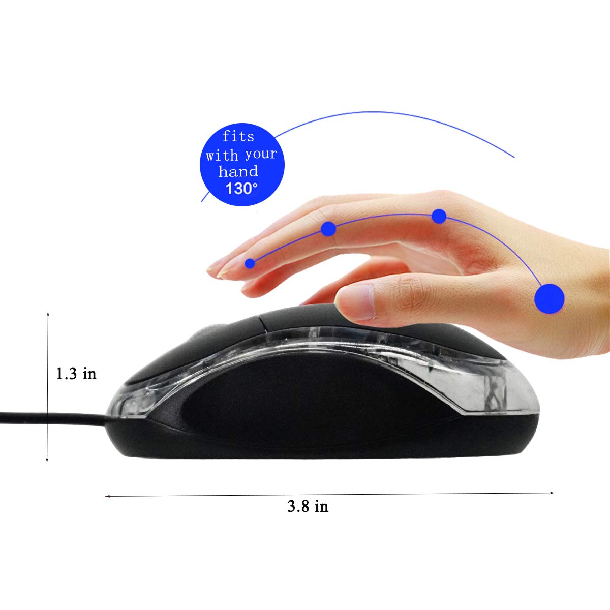 SOONGO Wired Optical Computer Mouse with Mini USB, 1.5M Cable, Black - Ideal for PC, Laptop, and Desktop Use in Home, Office, and Gaming