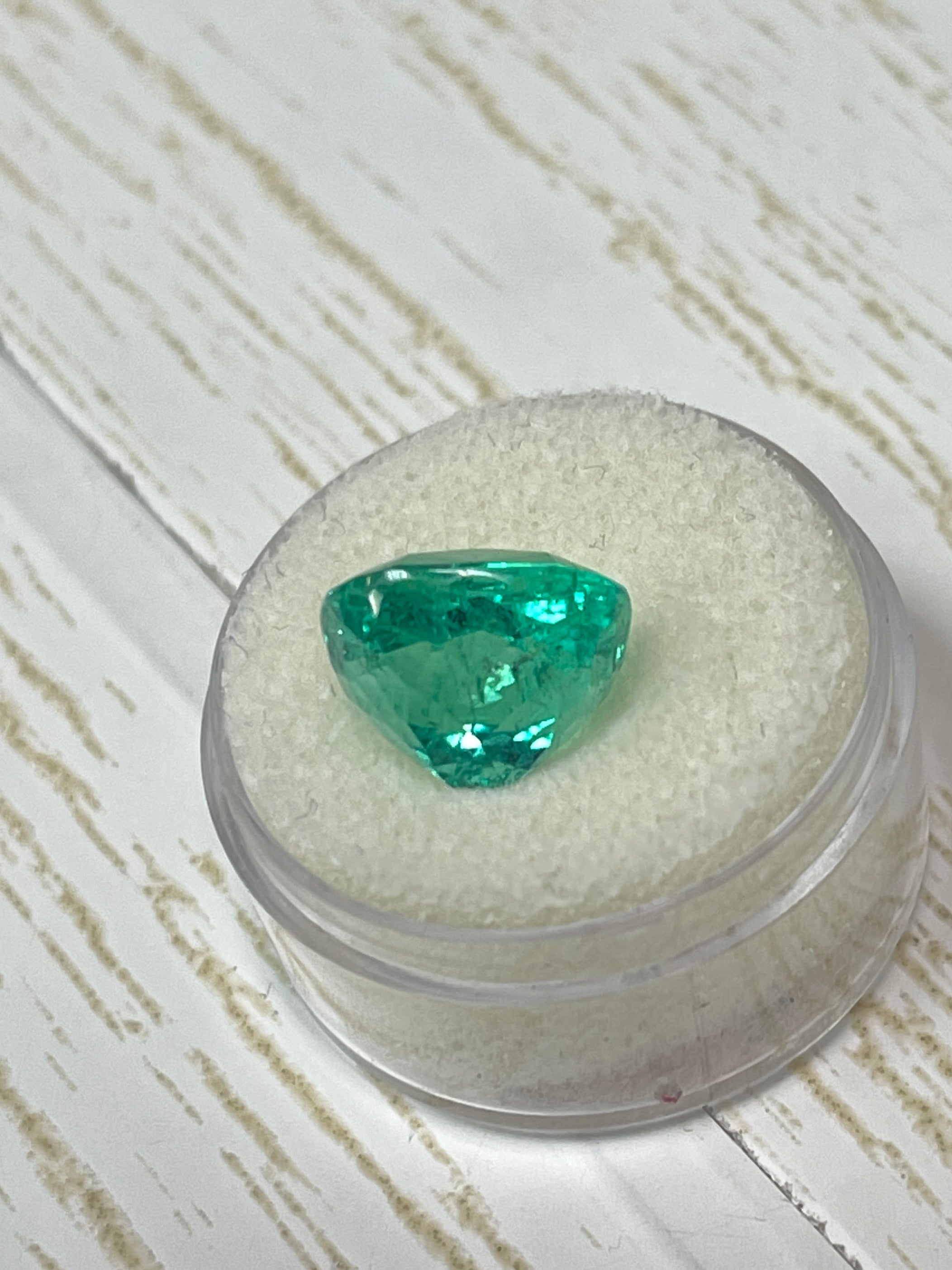 8.46 Carat GIA Certified 13x12mm Bluish Green Natural Loose Cushion Cut Colombian Emerald Gemstone for Jewelry Making, Engagement Rings & Luxury Gifts