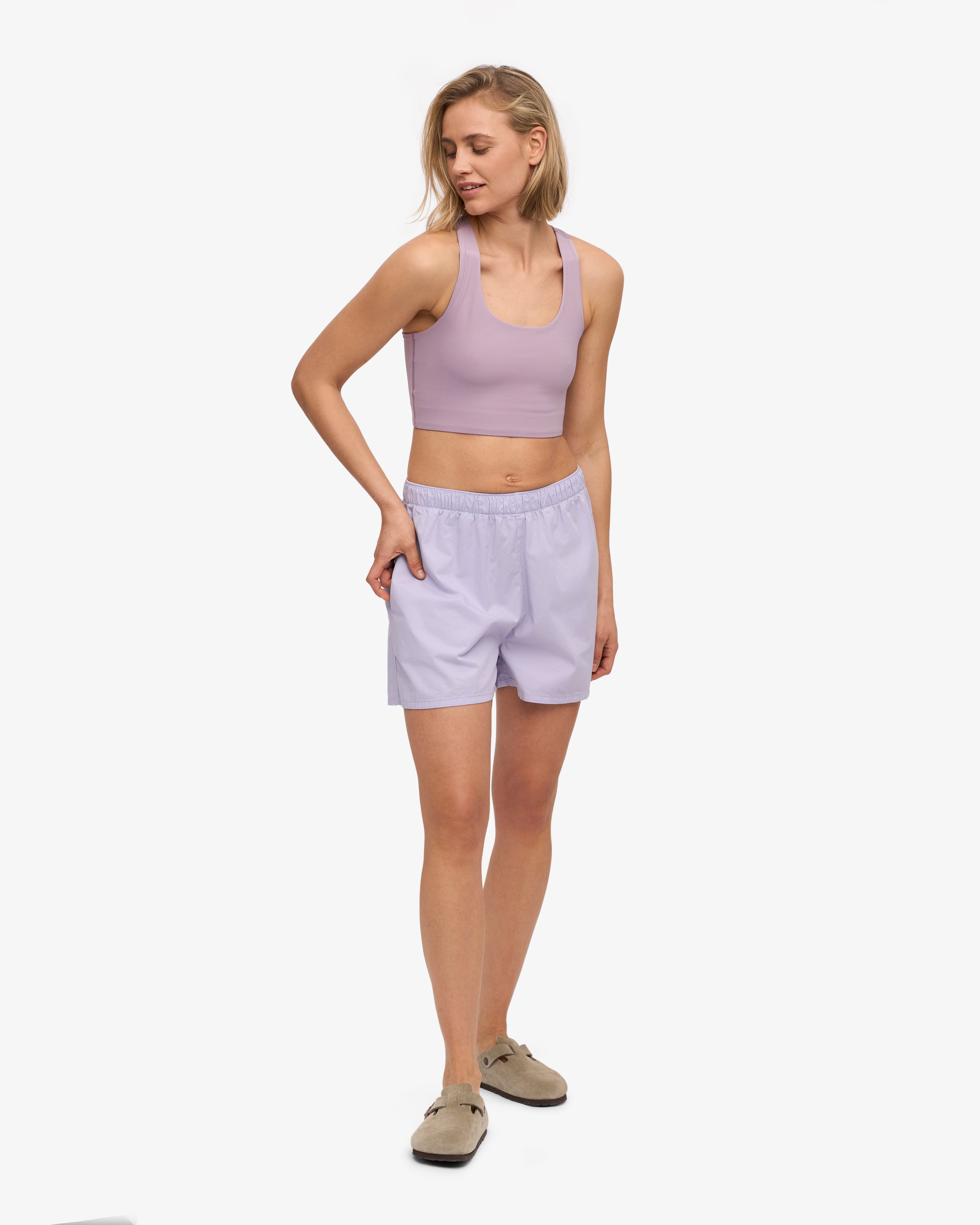 Organic Cotton Women's Twill Shorts - Soft Lavender Color | Comfortable Casual Wear for Summer, Travel & Lounge