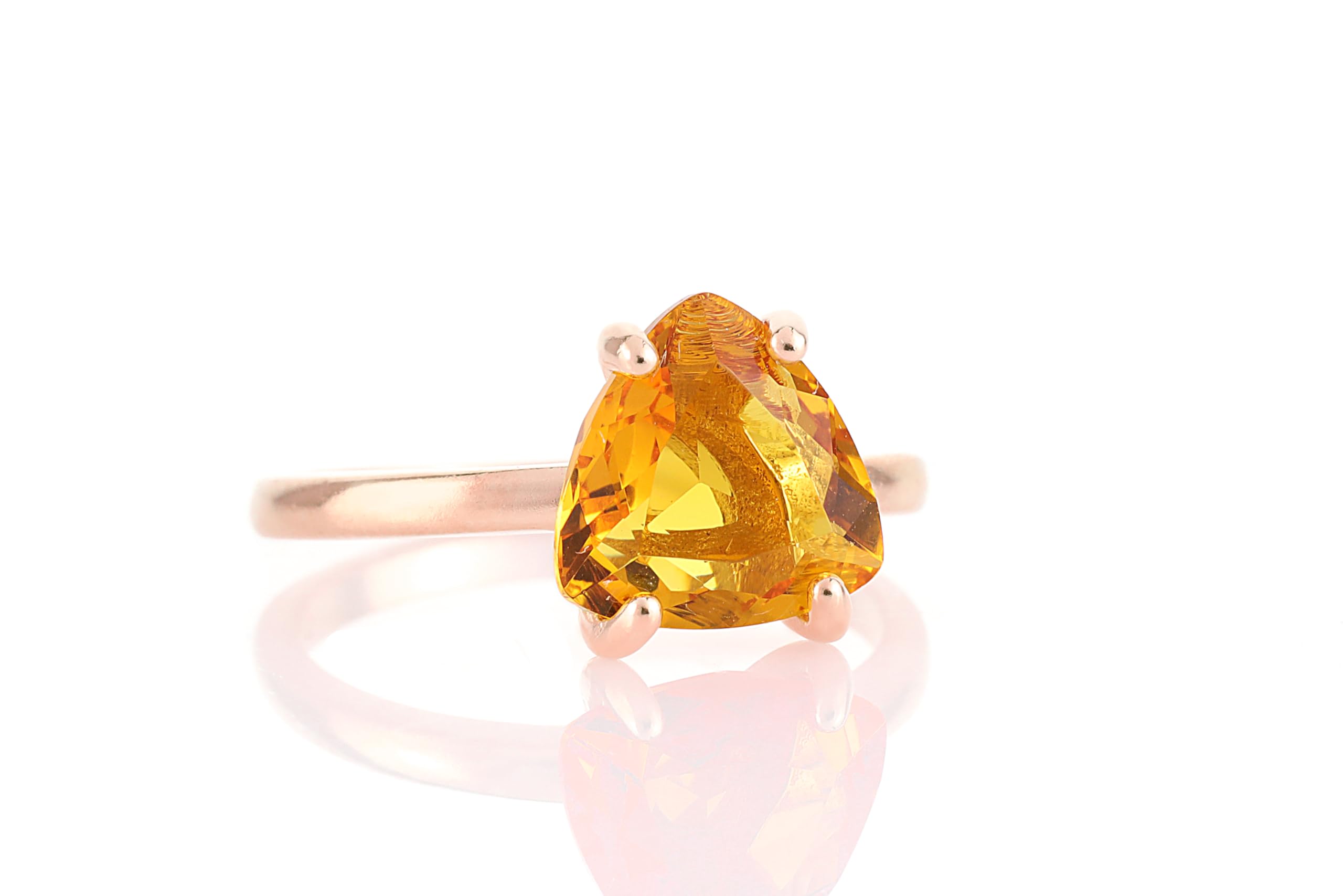 Citrine Rings for Women - November Birthstone Sterling Silver Jewelry - Handmade Stackable Rings with Gift Box - Perfect for Birthdays, Anniversaries & Everyday Wear